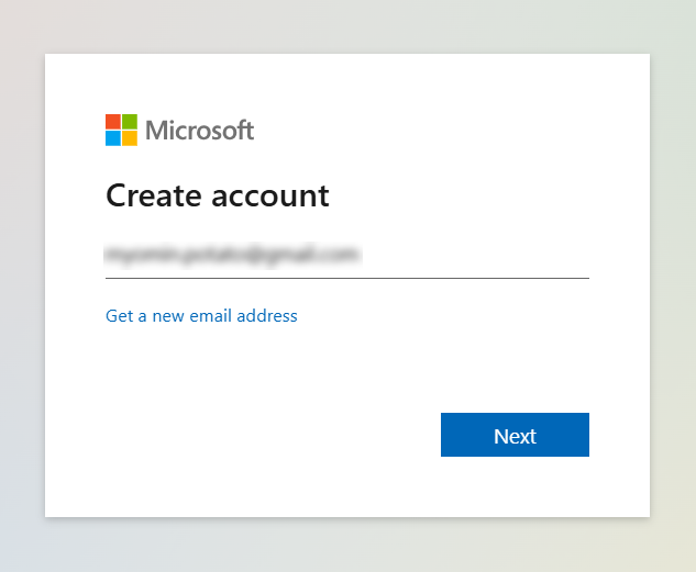 Create Microsoft account