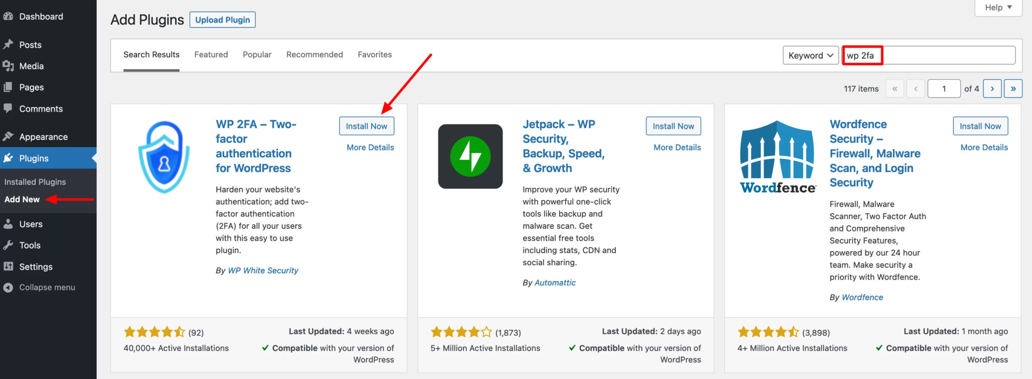 wordpress-two-factor-authentification-wp-2fa-install