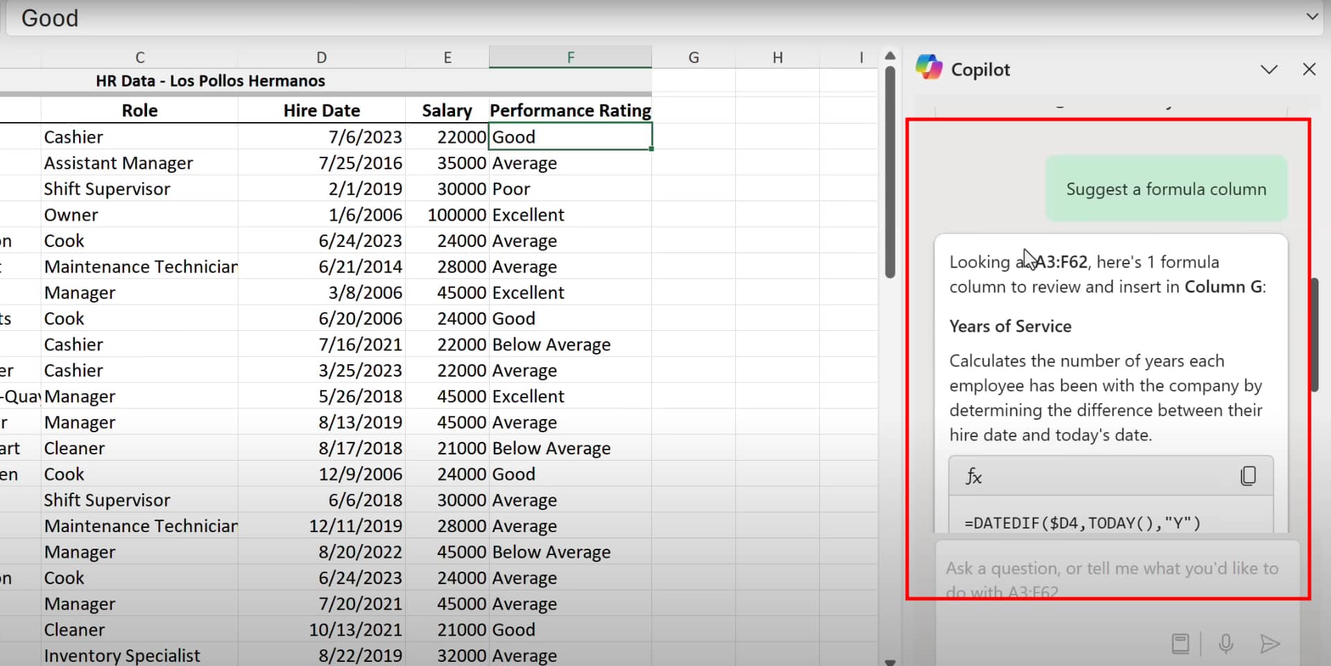 write formula with copilot