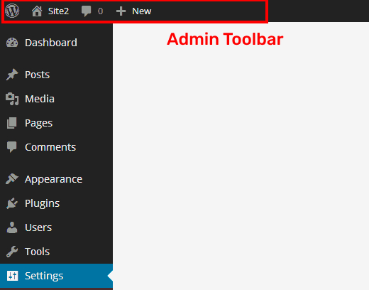 WordPress Dashboard Admin toolbar