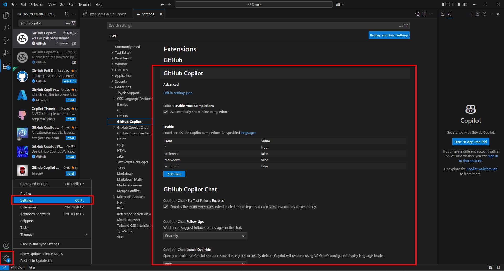 enable github copilot free