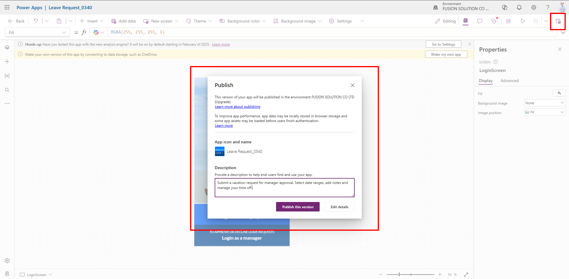 step 6 publish power apps