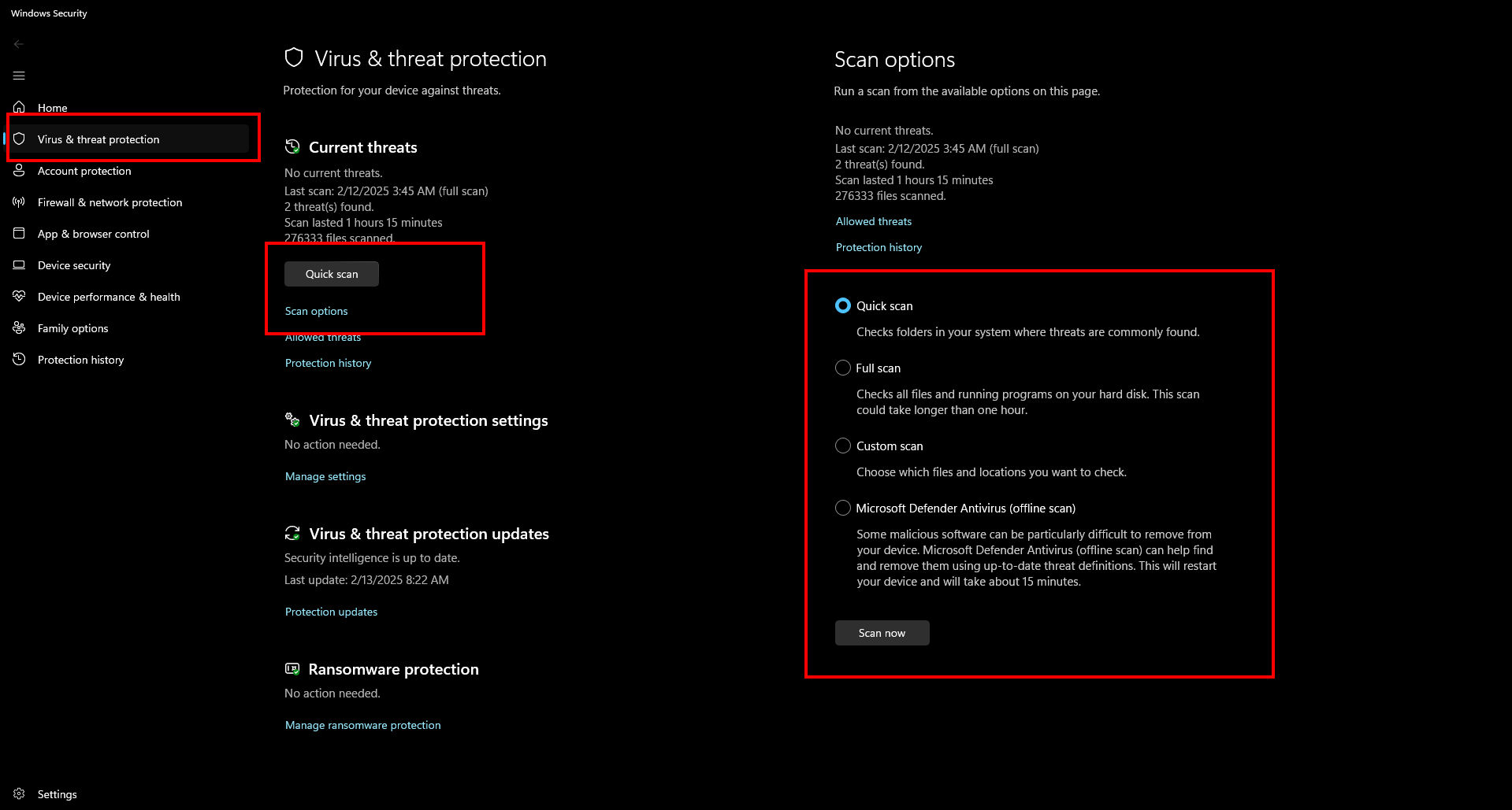 Scan for Threats in Microsoft Defender