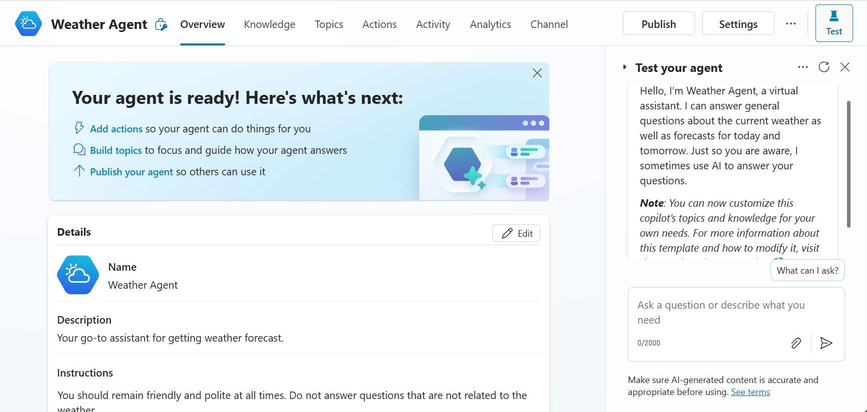 Microsoft 365 Copilot Weather Agent
