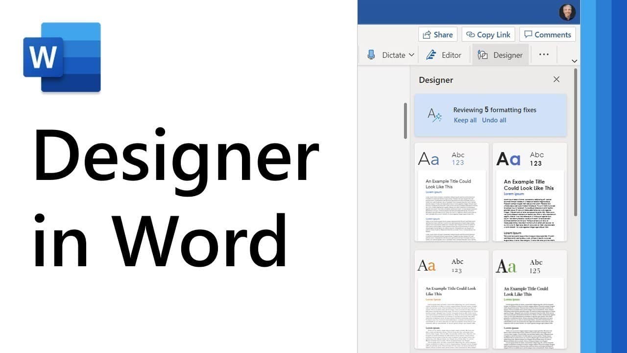 designer in microsoft word