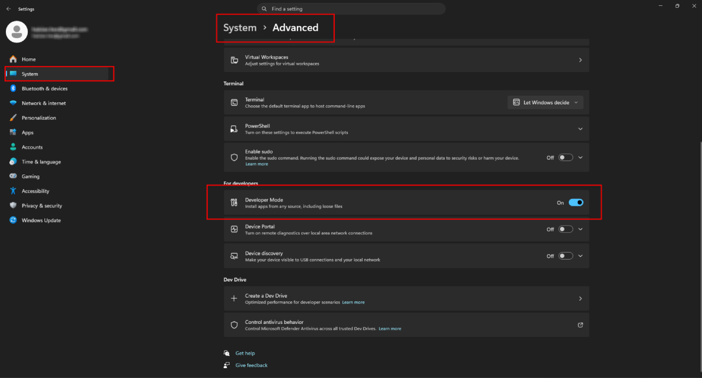 System set up