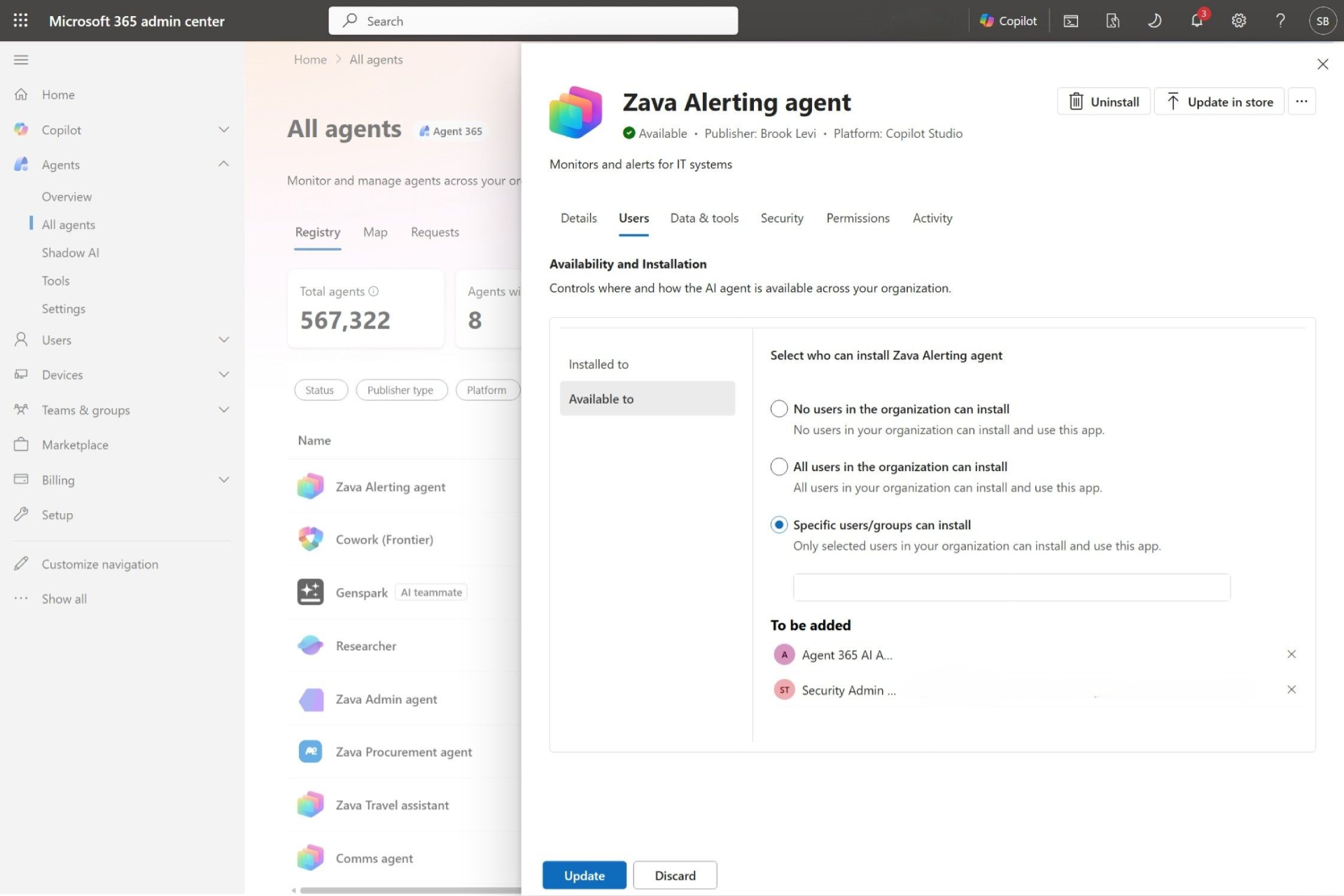 Agent distribution and availability controls