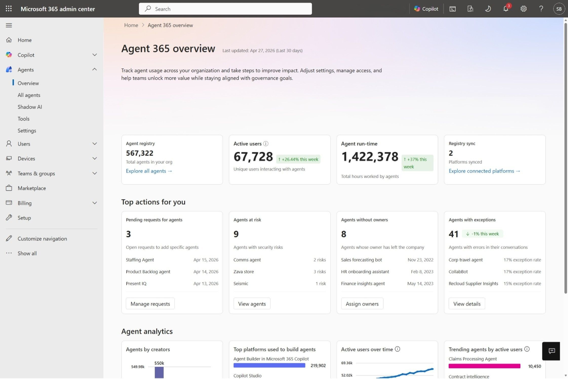 New Agent 365 Overview Dashboard