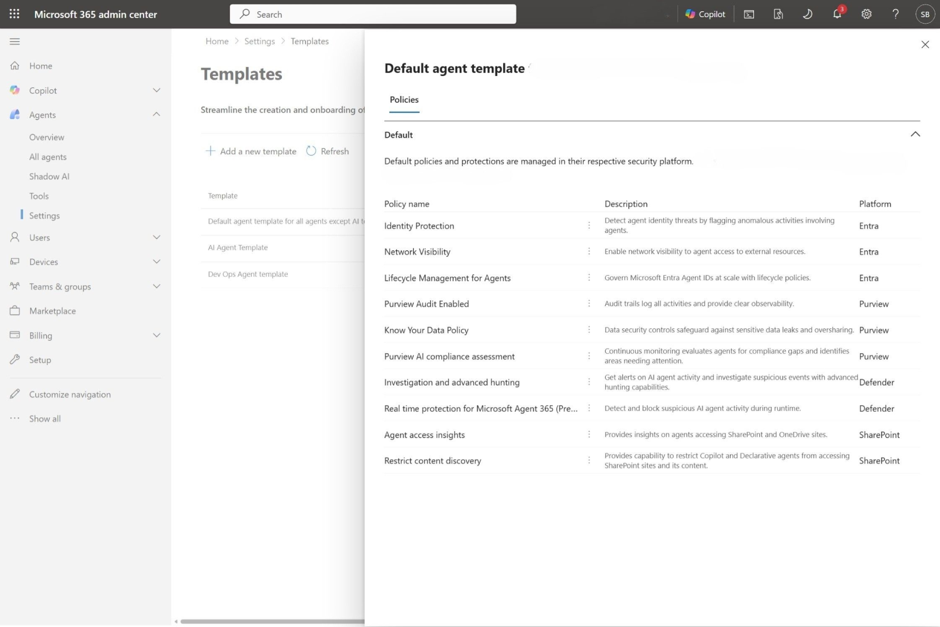 Policy templates